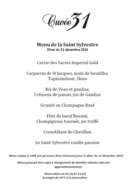 Cuvée 31 : Menu de la Saint Sylvestre